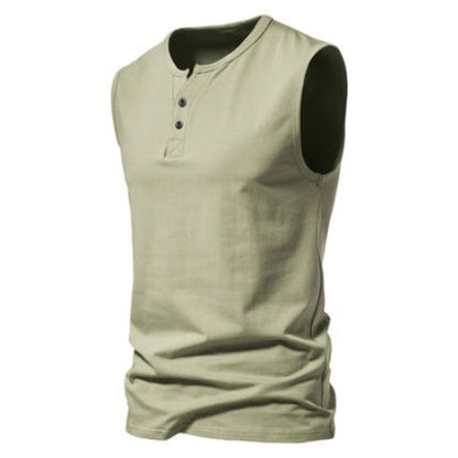 Importé - T-Shirt Hommes Décontractés Col Ouvert Sans Manches 100% Coton
