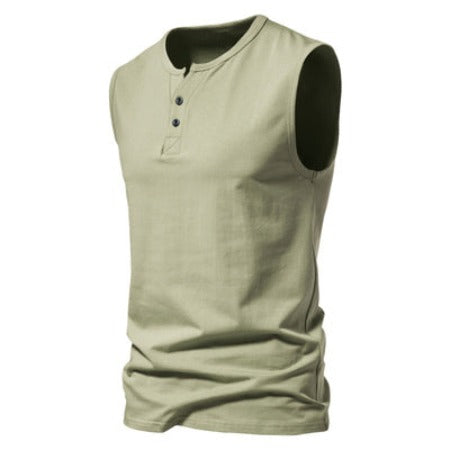 Importé - T-Shirt Hommes Décontractés Col Ouvert Sans Manches 100% Coton