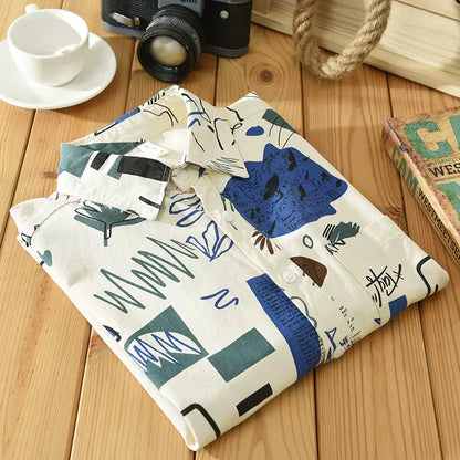 Importé - Chemise Pur Coton Homme Motif Ethnique Manche Longue