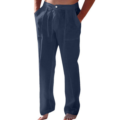 Importé - Pantalon Homme Décontracté Style Rétro En Lin