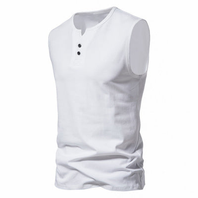 Importé - T-Shirt Hommes Décontractés Col Ouvert Sans Manches 100% Coton