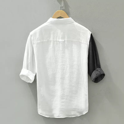 Importé - Chemise en Lin Pour Homme Tendance Manches 3/4