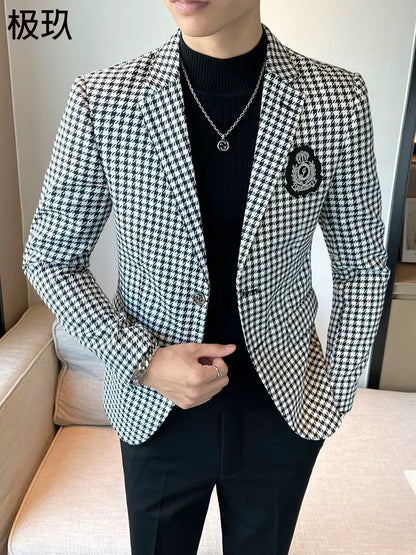 Importé - Blazer Veste Britannique Homme Décontracté A Carreaux Tendance