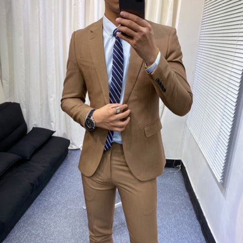 Importé - Ensemble Costume Slim Homme Style Britannique 2 Pièces à 1 Bouton