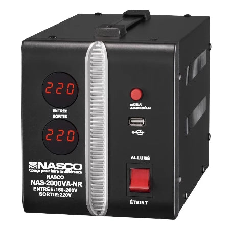 NASCO STABILISATEUR AUTOMATIQUE 2000VA COMPTEUR DIGITAL - NAS-2000VA-NR