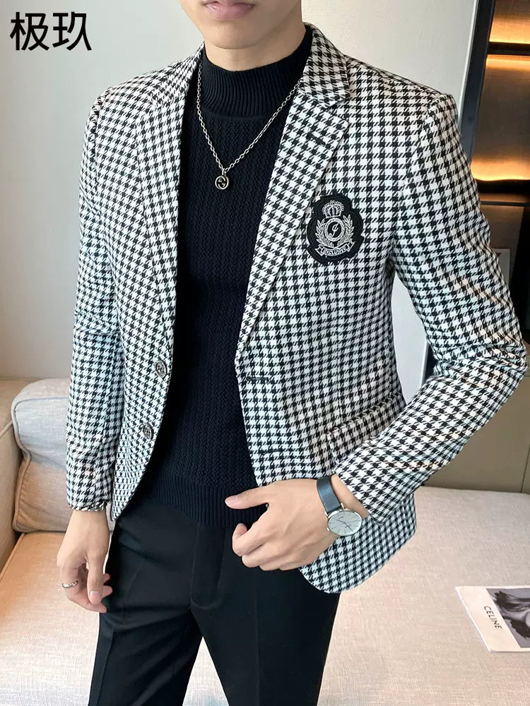 Allthemen Blazer Homme Carreaux Slim Fit – Veste Costume Casual 1 Bouton – Parfait Mariage, Business & Soirée