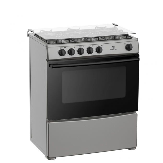 NASCO GAZINIERE 5 FEUX - 80x60 - INOX-NOIR SANS COUVERTURE VITRÉE - NASGC-80X60-CTZ