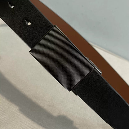Importé - Ceinture Homme en Cuir Véritable Noir, Boucle Automatique 3,3 cm