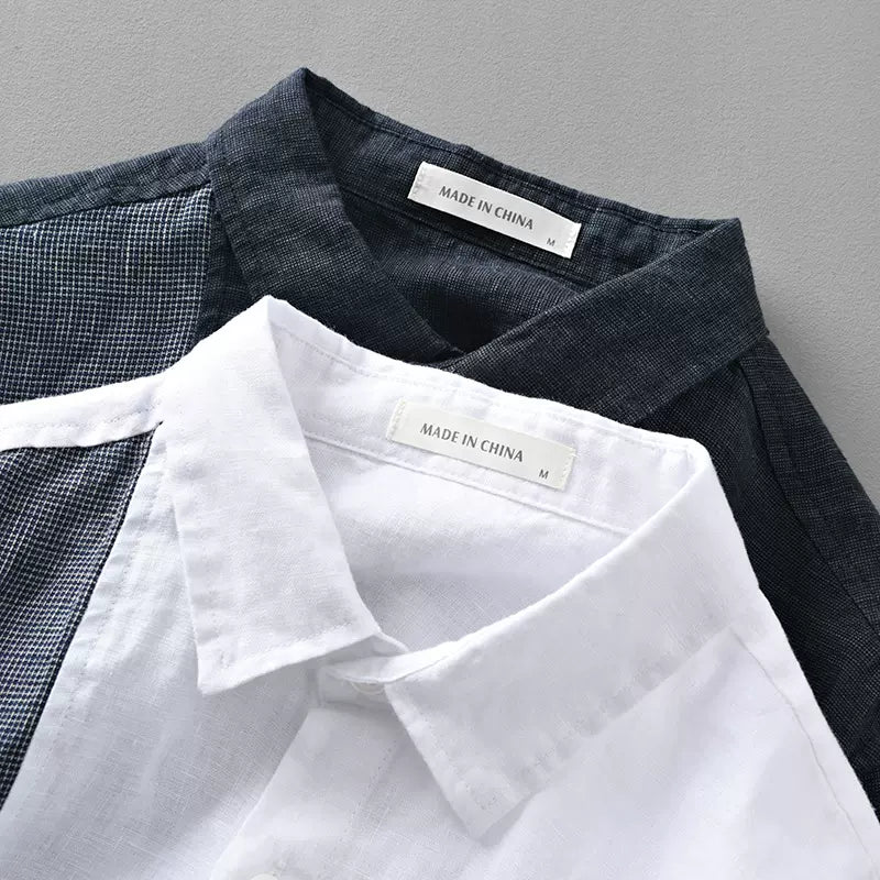 Importé - Chemise Homme Pur Lin Décontractée Manche Longue