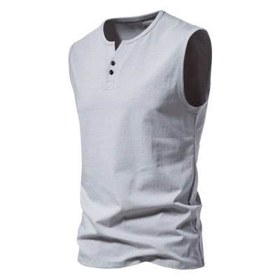 Importé - T-Shirt Hommes Décontractés Col Ouvert Sans Manches 100% Coton
