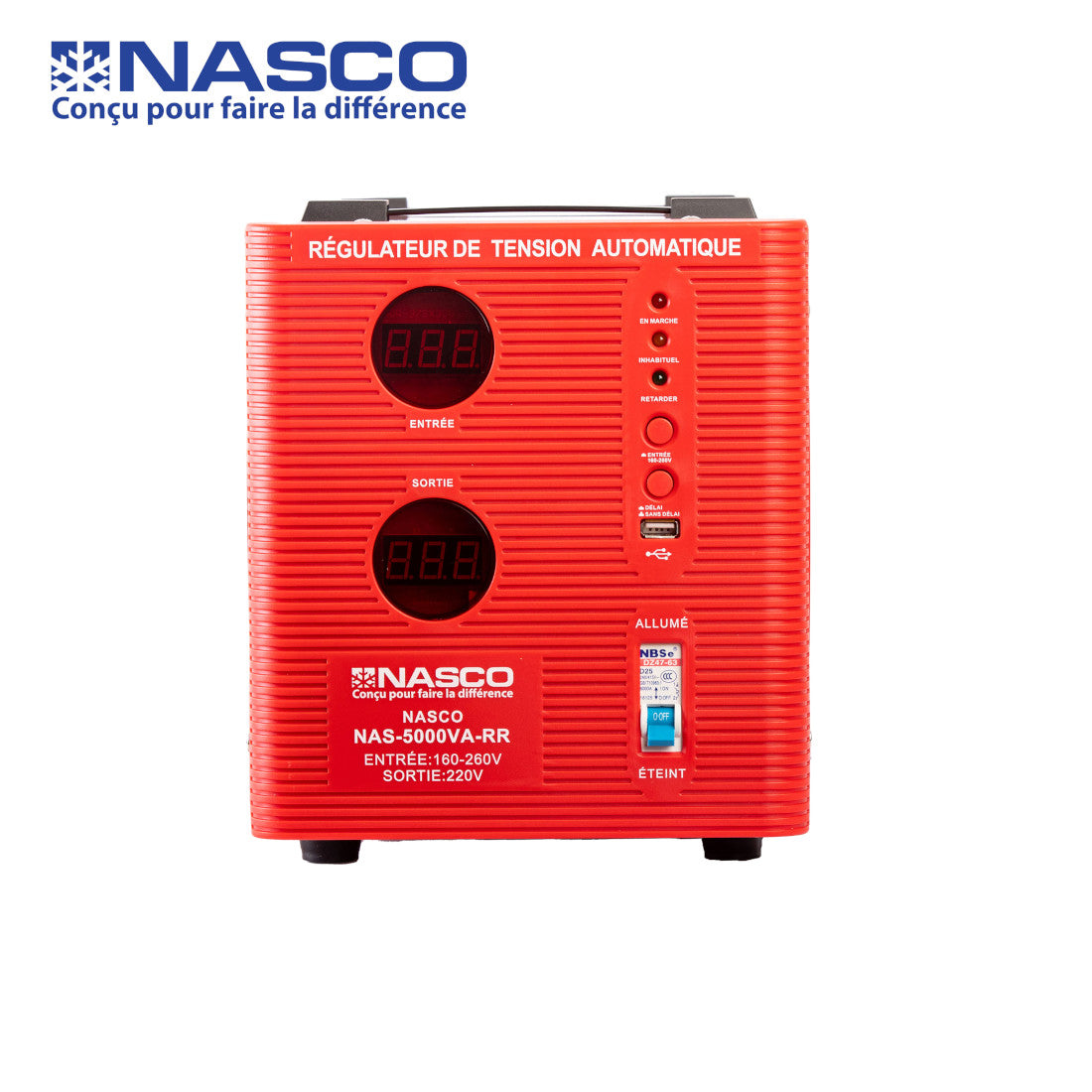 NASCO STABILISATEUR AUTOMATIQUE 3000VA COMPTEUR DIGITAL - NAS-5000VA-RR