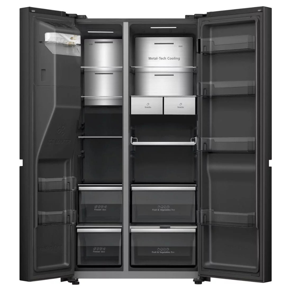 HISENSE REFRIGERATEUR AMERICAIN DEUX PORTES INVERTER 614LT DISTRIBUTEUR D'EAU ET DE GLACE - CONNECT LIFE - RS9P628GTF2