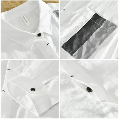 Importé - Chemise en Lin Pour Homme Tendance Manches 3/4