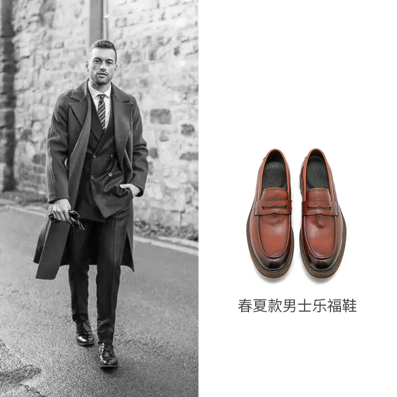Importé - Chaussure Homme Mocassin Britannique Cuir Large Semelle