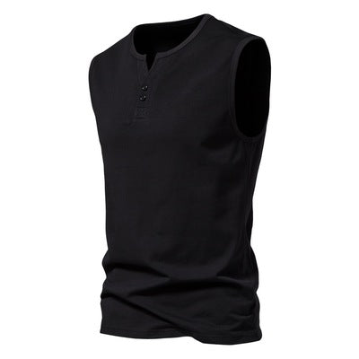 Importé - T-Shirt Hommes Décontractés Col Ouvert Sans Manches 100% Coton