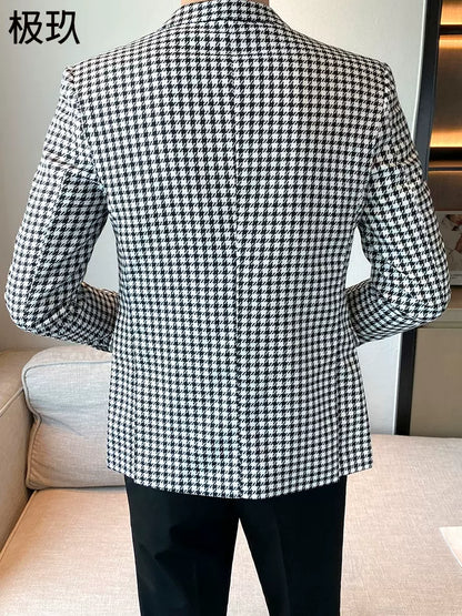 Importé - Blazer Veste Britannique Homme Décontracté A Carreaux Tendance