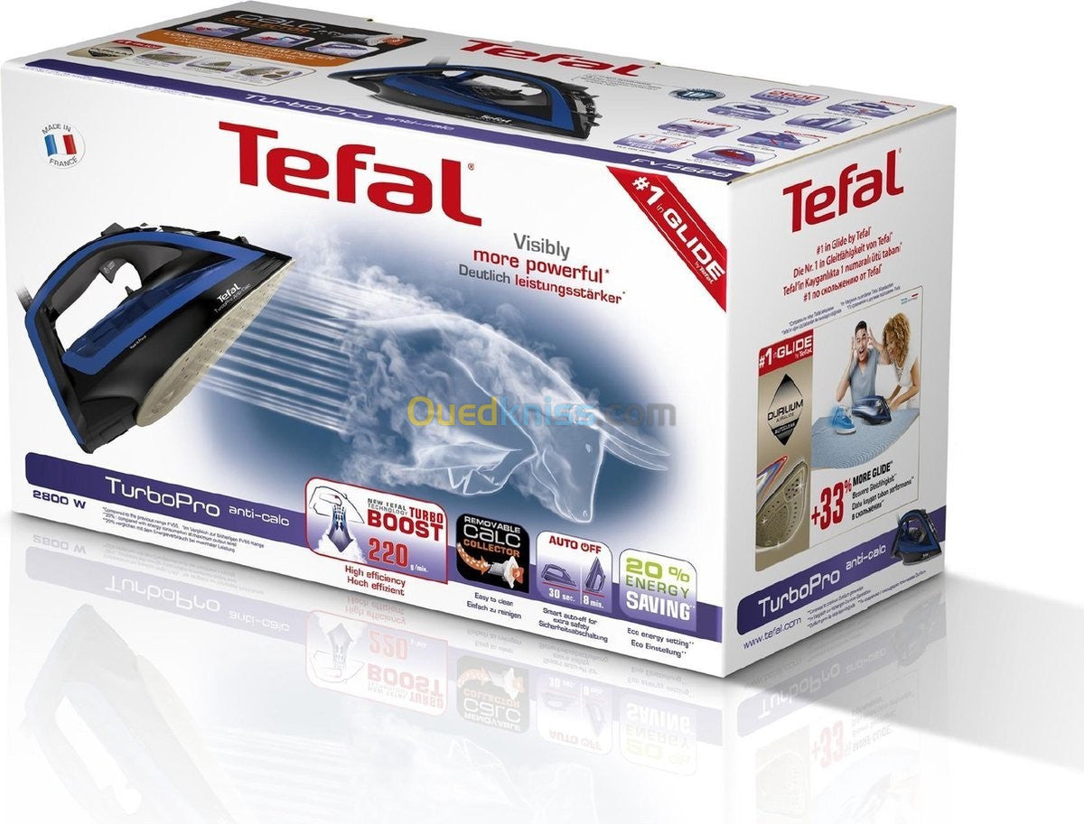 FER A REPASSER A VAPEUR TEFAL TURBO PRO-2800W-BLEU-NOIR