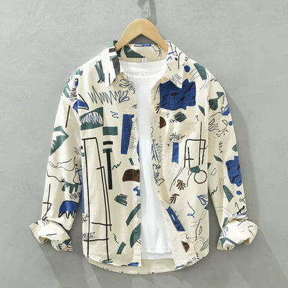 Importé - Chemise Pur Coton Homme Motif Ethnique Manche Longue