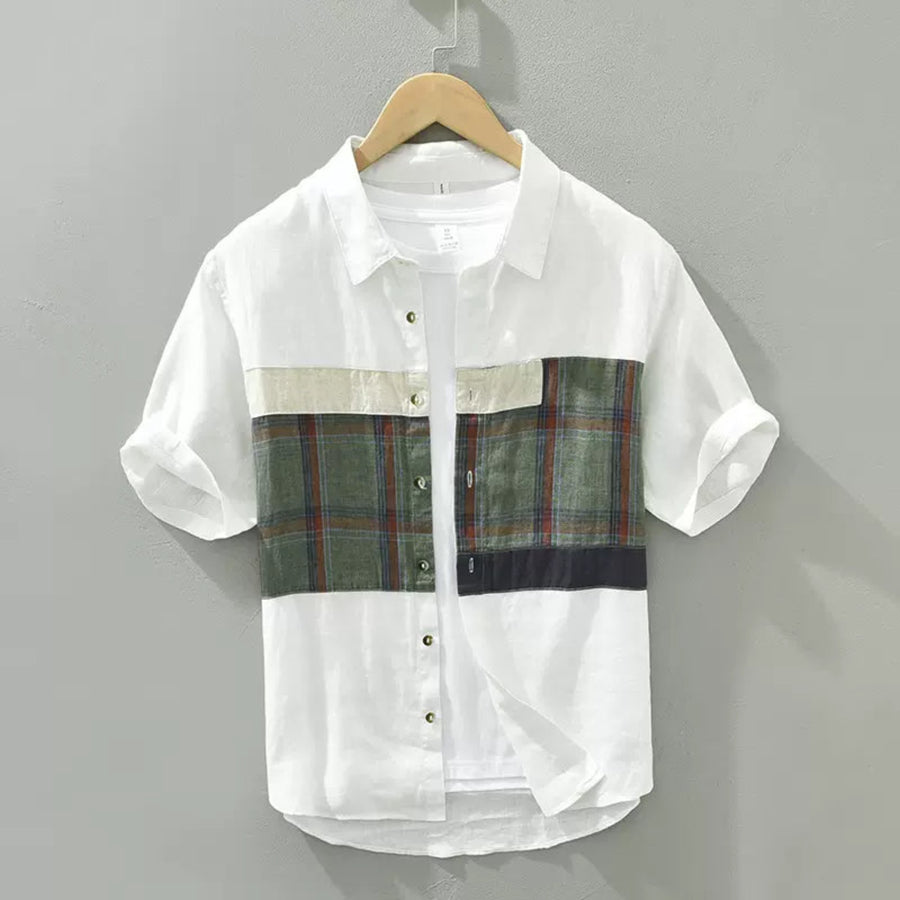 Importé - Chemise Lin Homme Décontracté Manches Courtes