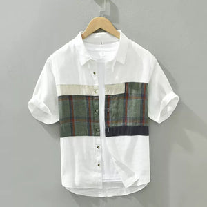 Importé - Chemise Lin Homme Décontracté Manches Courtes