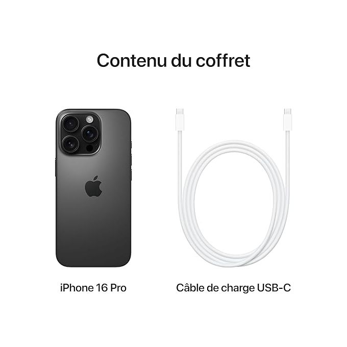 Apple iPhone 16 Pro - 256Go - 5G - Titane Noir/Sable/Naturel