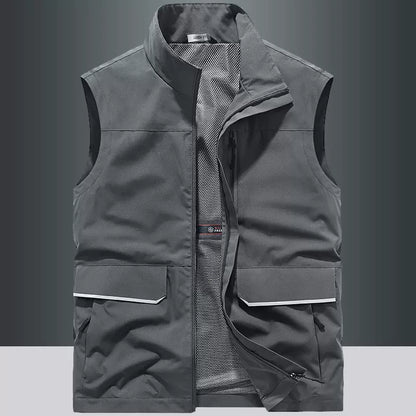 Importé - Chemise Pull Homme Style Gilet Multi-Poches Sans Manches