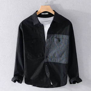 Importé - Chemise Homme Pur Coton A Rayures Manches Longues