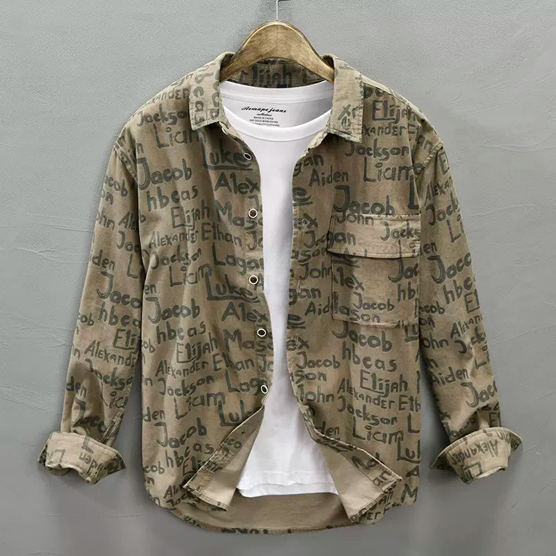 Importé - Chemise Homme Pur Coton Imprimé Manches Longues