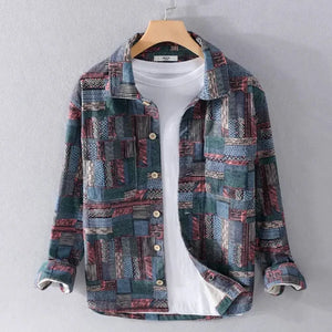 Importé - Chemise Homme Velours Côtelé Manches Longues