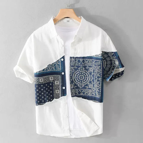 Importé - Chemise Pur Coton Lourd Homme Ethnique Manches Courtes