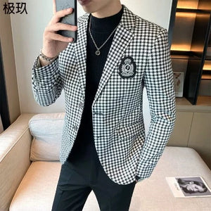 Importé - Blazer Veste Britannique Homme Décontracté A Carreaux Tendance