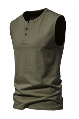 Importé - T-Shirt Hommes Décontractés Col Ouvert Sans Manches 100% Coton