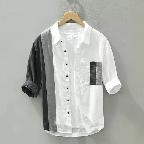 Importé - Chemise en Lin Pour Homme Tendance Manches 3/4
