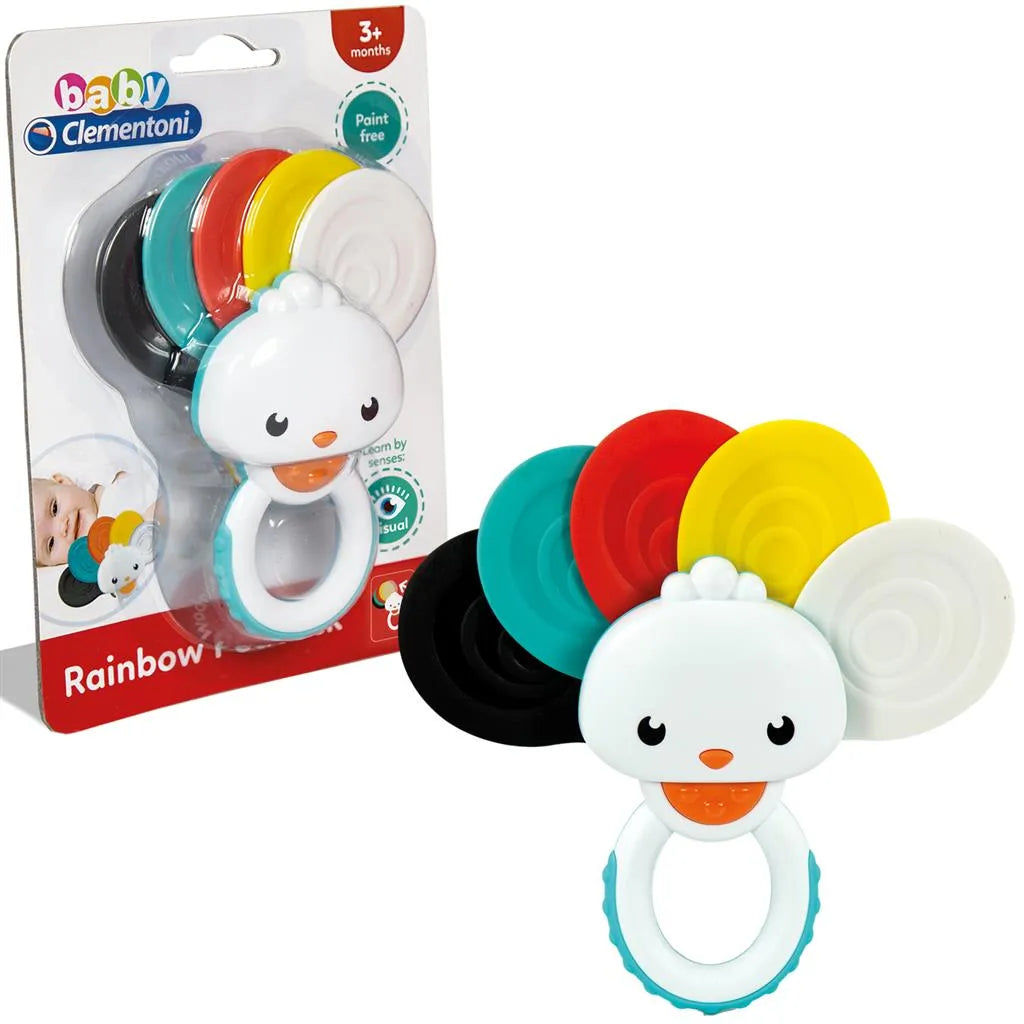 Hochet Bebe paon rainbow+3mois
