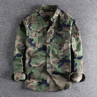 Importé - Chemise Jean Homme Camouflage Militaire Manches Longues 100% Coton