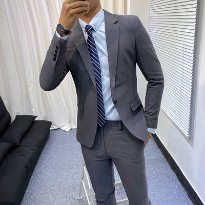 Importé - Ensemble Costume Slim Homme Style Britannique 2 Pièces à 1 Bouton