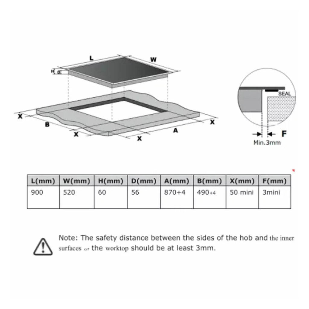 MIDEA TABLE DE CUISSON A INDUCTION 3 ZONES - INVERTER QUATRO - MC-IV10241B2CC-A