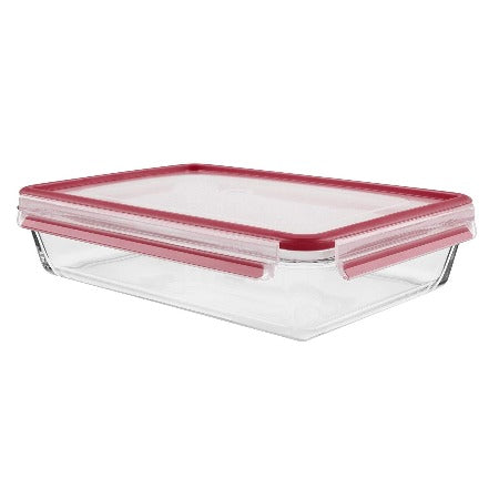 BOITE DE CONSERVATION EN VERRE 3L RECTANGULAIRE ROUGE TEFAL K3010612