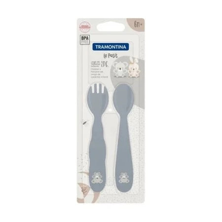 COUVERTS POUR BEBE-2PCS-TRAMONTINA-LE PETIT-GRIS