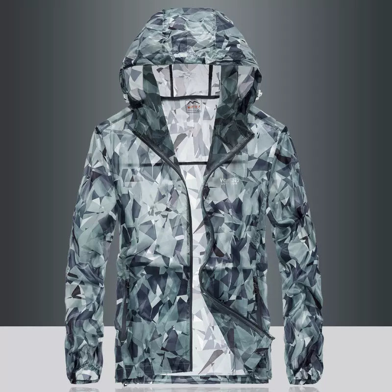 Importé - Pull Sport Homme Protection Solaire Ultra-Mince En Soie A Capuche