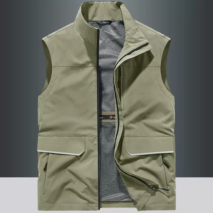 Importé - Chemise Pull Homme Style Gilet Multi-Poches Sans Manches