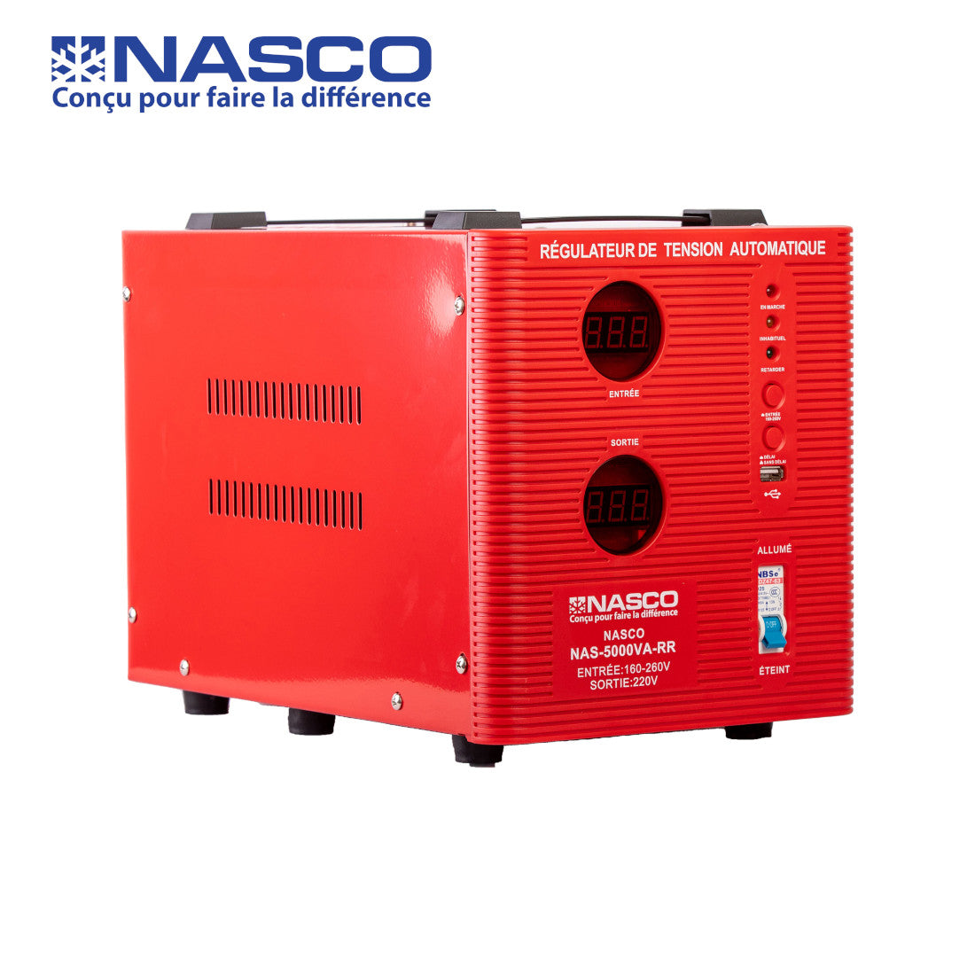NASCO STABILISATEUR AUTOMATIQUE 3000VA COMPTEUR DIGITAL - NAS-5000VA-RR