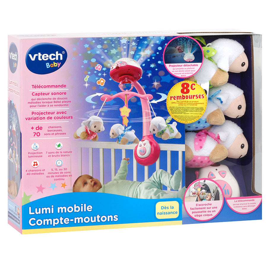 VTECH-LUMI MOBILE COMPTE MOUTONS ROSE DES LA NAISSANCE