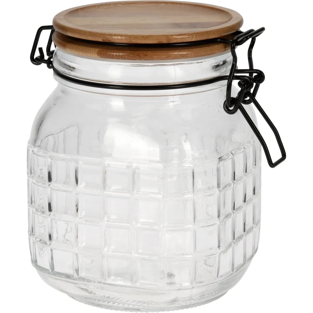 Pot a Provision en Verre-1100ML-Couvercle en Bambou