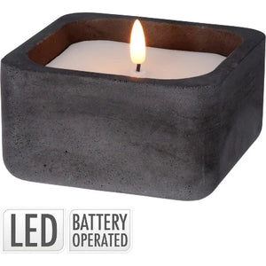 Bougie Lumineuse a Led dans Pot en Ciment ASST
