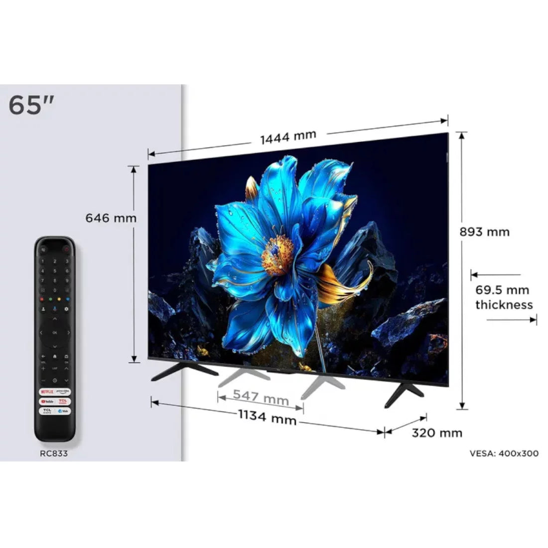 TCL QLED GOOGLE SMART TV 65'' AIPQ PROCESSOR - 65P7K