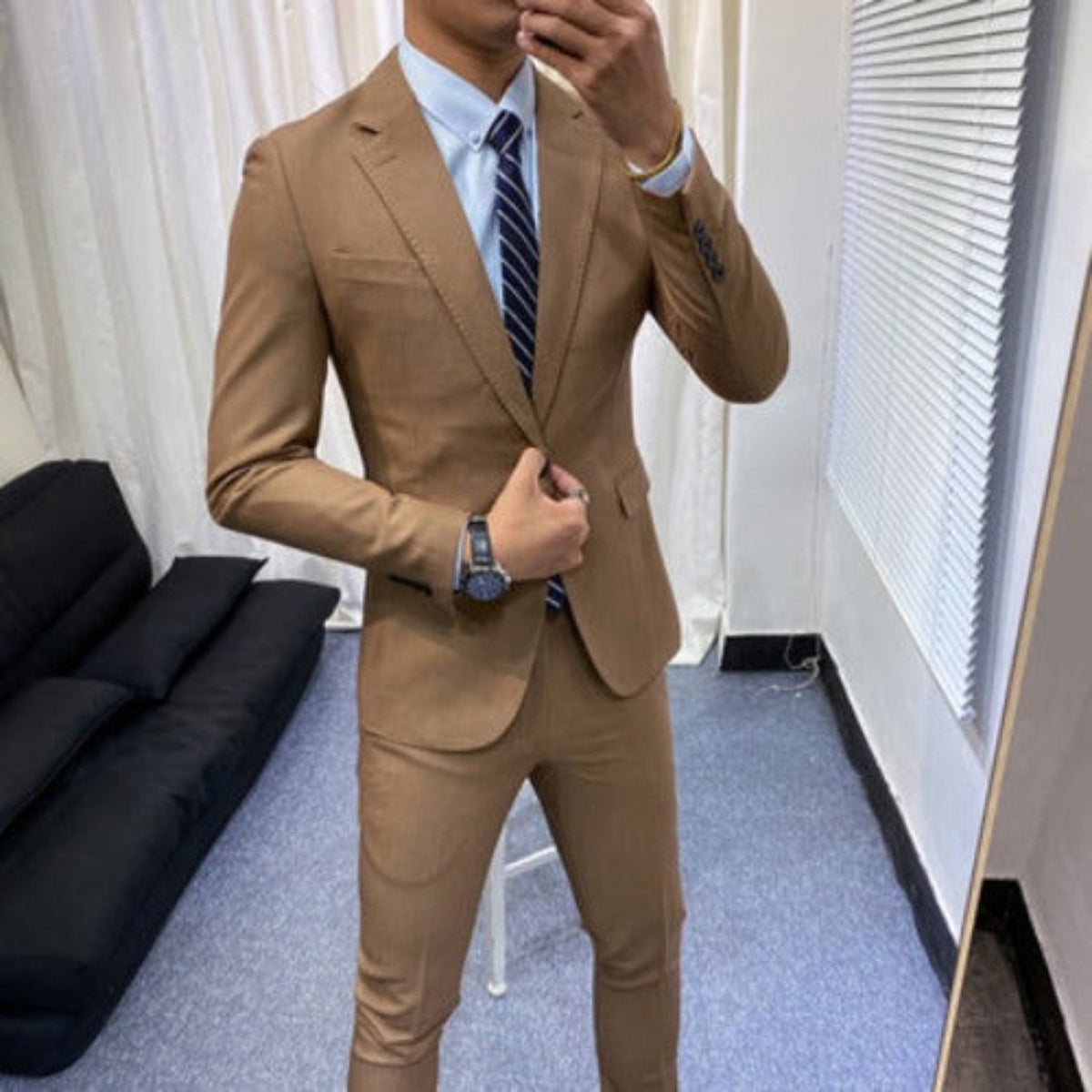 Importé - Ensemble Costume Slim Homme Style Britannique 2 Pièces à 1 Bouton