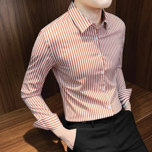 Importé - Chemise Homme Rayée Décontractée Manches Longues