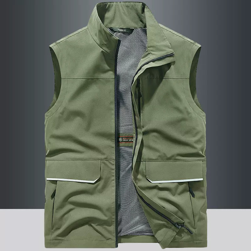 Importé - Chemise Pull Homme Style Gilet Multi-Poches Sans Manches