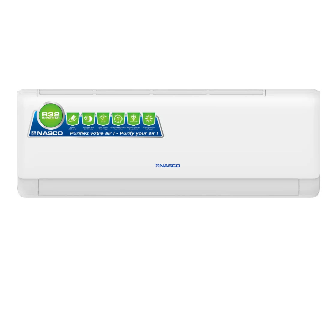 NASCO SPLIT MURAL 2 CV INVERTER R32 FAÇADE BLANCHE - NAS-AX18V1